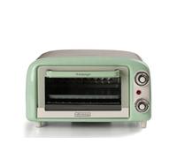 Ariete 3919 Vintage Minibackofen, 10 L Fassungsvermögen, zum Backen oder Erwärmen von Speisen, Temperatur bis 230°C, 60-Minuten-Timer, Edelstahl-Grill, 800W, Doppelverglasung, Grün