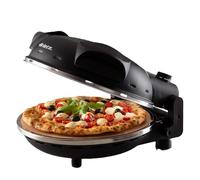 "Ariete 917 Pizza in 4 Minutes Multi-use Pizza Oven 1200W Non-Stick Fireclay Stone Max Temperature 400C 5 Cooking Levels, Includes 2 wooden pallets - Black"