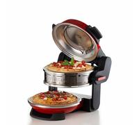 Ariete Double 927 Pizza Oven, Pizza Oven with 5 Cooking Levels, 2 Non-Stick Refractory Plates, 2 Wooden Blades Included, Max 400°C, 2 Thermostats, Diameter 32 cm, 2300 W, Red