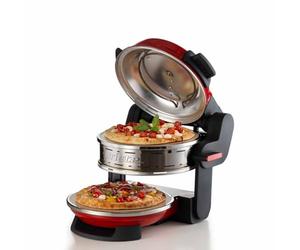 Ariete 927 Double Pizza Oven, 5 Cooking Levels, 2 Non-Stick Refractory Plates, 2 Wooden Trays Included, Max. 400°C, 2 Thermostats, Diameter 32 cm, 2300 W, Red