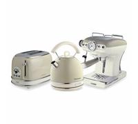 Ariete Vintage ARPK16 Cream Dome Kettle 2 Slice Toaster and Espresso Coffee Maker Set - Size: 2 Slice & 1.7L - Wilko