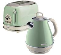 ARIETE ARPK2 Vintage 2-Slice Toaster & Jug Kettle Bundle - Green, Green
