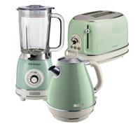 Ariete ARPK23 Retro Style Jug Kettle, 2 Slice Toaster & Jug Blender Set, Vintage Design, Green