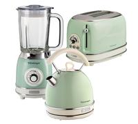 Ariete ARPK26 Retro Style Dome Kettle, 2 Slice Toaster & Jug Blender Set, Vintage Design, Green
