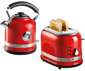 Ariete ARPK30 Moderna Cordless Kettle and 2 Slice Toaster Set, Stainless Steel Body, Red