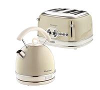 Ariete ARPK39 Retro Style Dome Kettle and 4 Slice Toaster Set, Vintage Design, Cream, Stainless Steel | Vintage Design, Stainless Steel, 1.7L Capacity