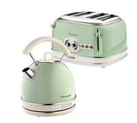 Ariete ARPK40 Retro Style Dome Kettle and 4 Slice Toaster Set, Vintage Design, Green, Stainless Steel