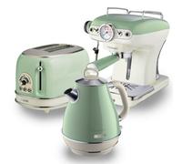 Ariete ARPK5 Vintage Toaster/Kettle/Espresso Maker - Green, Green
