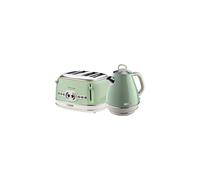 Ariete Breakfast Pack Ariete ARPK20 Retro Style Jug Kettle and 4 Slice Toaster Set, Vintage Design, Green