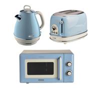 ARIETE VINTAGE 1.7L JUG KETTLE, 2 SLICE TOASTER & MICROWAVE BLUE Ariete Blue One Size