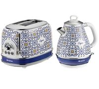 ARIETE Capri ARPK54 4-Slice Toaster & Kettle Bundle - Blue & White, White,Blue