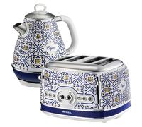 Ariete Capri Jug Kettle & 4 Slice Toaster Set, Italian Tile Design, Vintage
