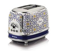 Ariete Toaster 155 Capri, Mediterranean Style, 2 Wide Slots, 6 Burning Levels with Automatic Ejection, Crumb Tray, Grilling, Heating and Defrosting, 810W