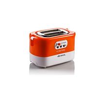 Ariete GAL-130292 159 Toastime 2-Slice Toaster with Tongs, Crumb Tray, Defrost and Heating Function, 9 Levels of Gilding, Boilers, Stainless Steel, White/Orange