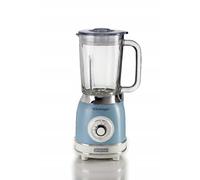 Ariete Vintage 58305 Glass Jug Blender, 1000W, 1.5 Litre Capacity Glass Jug, 4 Speeds + Pulse, Ice Crush Function, Anti Slip Feet, Stainless Steel Blades, Blue