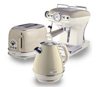 Ariete Jug Kettle, 2 Slice Toaster & Espresso Coffee Machine Set in Beige Ariete Beige