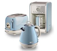 Ariete ARPK9 Retro Style Jug Kettle, 2 Slice Toaster and Filter Coffee Machine Set, Vintage Design, Blue