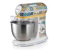 Ariete Positano 1588 Food Processor, 7 Speed Levels, 3 Whisks for Soft and Firm Doughs, Lid with Splash Guard, 5.5 Litre Stainless Steel Bowl, Mediterranean Design, 2400 Watt