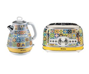ARIETE Positano ARPK51 4-Slice Toaster & Kettle Bundle - Multicolour, Patterned,Yellow