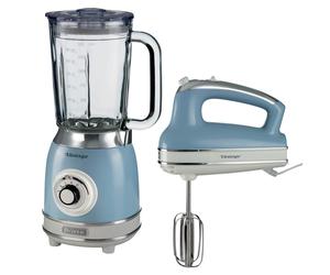 Ariete Retro Style Hand Whisk & Jug Blender Set, Vintage Design, Blue