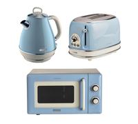 Ariete Breakfast Set, Retro 2-Slice Toaster, Kettle & Microwave, 2000w, Blue