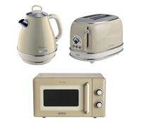 Ariete Vintage 1.7L Jug Kettle, 2 Slice Toaster & Microwave Cream Set