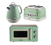 Ariete Breakfast Set, Retro 4-Slice Toaster, Kettle & Microwave, 2000w, Green