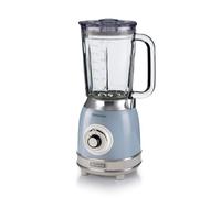 Ariete Vintage 58305 Glass Jug Blender, 1000W, 1.5 Litre Capacity Glass Jug, 4 Speeds + Pulse, Ice Crush Function, Anti Slip Feet, Stainless Steel Blades, Blue