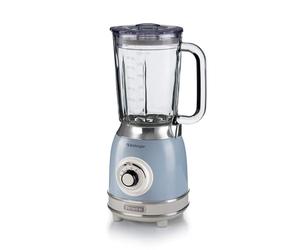 Ariete Vintage 58305 Glass Jug Blender, 1000W, 1.5 Litre Capacity Glass Jug, 4 Speeds + Pulse, Ice Crush Function, Anti Slip Feet, Stainless Steel Blades, Blue