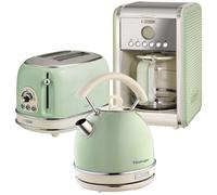 ARIETE Vintage ARPK14 Toaster, Kettle & Coffee Machine Bundle - Green, Green