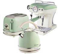 ARIETE Vintage ARPK17 Toaster, Kettle & Coffee Machine Bundle - Green, Green
