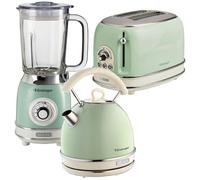 ARIETE Vintage ARPK26 2-Slice Toaster, Traditional Kettle & Blender Bundle - Green, Green