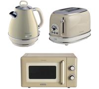 Ariete Vintage 1.7L Jug Kettle, 2 Slice Toaster & Microwave Cream, Cream
