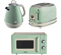 ARIETE Vintage ARPK59 Microwave, Jug Kettle & 2-Slice Toaster Bundle - Green, Green