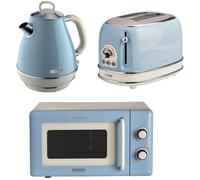 ARIETE Vintage ARPK60 Microwave, Jug Kettle & 2-Slice Toaster Bundle - Blue, Blue