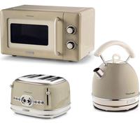 ARIETE Vintage ARPK67 Microwave, Traditional Kettle & 4-Slice Toaster Bundle - Cream, Cream