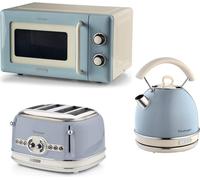 ARIETE Vintage ARPK69 Microwave, Traditional Kettle & 4-Slice Toaster Bundle - Blue, Blue