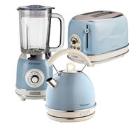 Ariete Vintage Dome Kettle, 2 Slice Toaster & Jug Blender Set in Blue Ariete Blue