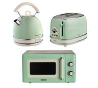 Ariete Vintage Dome Kettle, 2 Slice Toaster & Microwave Green