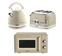 Ariete Breakfast Set, 4-Slice Toaster, Dome Kettle & Microwave, 2000w, Cream