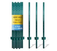 ARIFARO Fence Posts 4 Feet Sturdy Duty Metal Fence Post, Pack of 10, No Dig Garden U Post for Wire Fencing Steel Post for Yard, Outdoor Wire