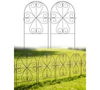 ARIFARO Metal Garden Fence Panels, 59cm H x 32cm W, Total Length 3.2m, 10 Pack, No Dig Rust-Resistant Outdoor Fencing, Small Animal Barrier, Decorative Border for Yard & Garden, Black