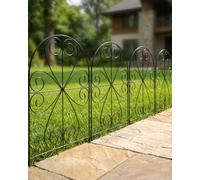 ARIFARO Metal Garden Fence Panels, 59cm H x 32cm W, Total Length 8m, 25 Pack, No Dig Rust-Resistant Outdoor Fencing, Small Animal Barrier, Decorative Border for Yard & Garden, Black
