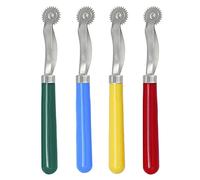 Arightmu Stainless Steel Roller Pattern Wheel Tracing Wheel Scroll Wheel with Plastic Handle - Leather Sewing Spacer, Multi-Purpose Tool for Crafting, DIY & Cosplay Game Prop(Blue+Red+Yellow+Green)