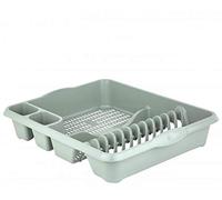 ARIHA'S LAUNCH Plastic Wham Large Dish Drainer Plate Rack and Cutlery Holder Storage Tray (Silver Sage)