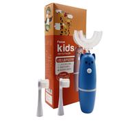 Ariie Ultrasonic Kid's U-Shaped Electric Toothbrush, IPX7 Waterproof, Waterproof Battery Powered 360 Oral Teeth Cleaning Design, Automatic Toddler Toothbrush with Food Grade Soft Silicone Brush Head