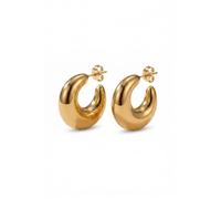 ARIIRA Gold-Tone Chunky C-Shaped Hoop Earrings for Women, Polished Crescent Statement Jewellery in Stainless Steel