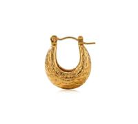 ARIIRA Gold-Tone Textured Crescent Hoop Earrings for Women, Small Chunky U-Shape Huggie Hoops with Hammered Finish, Minimalist Jewellery