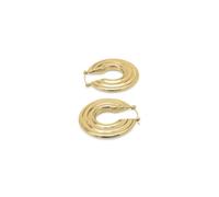 ARIIRA Women's Gold-Tone Sculpted Oval Hoop Earrings | Minimalist Medium Everyday Jewellery