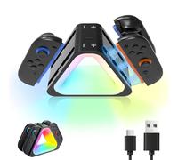AriKroii Controller Charging Dock for Nintendo Switch 2 (2025), Magnetic Controller Charger with LED Indicator, 7 RGB Modes Gaming Lights,Simultaneous Charging for 4 Joy-Cons